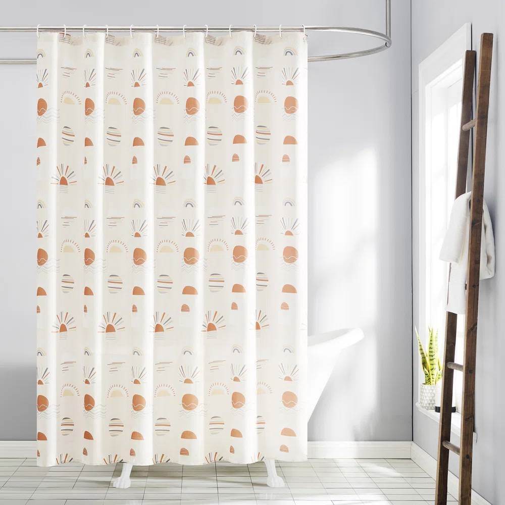 72-inch Cream White Orange Sunset Bohemian Pattern Shower Curtain - Loft&Timber