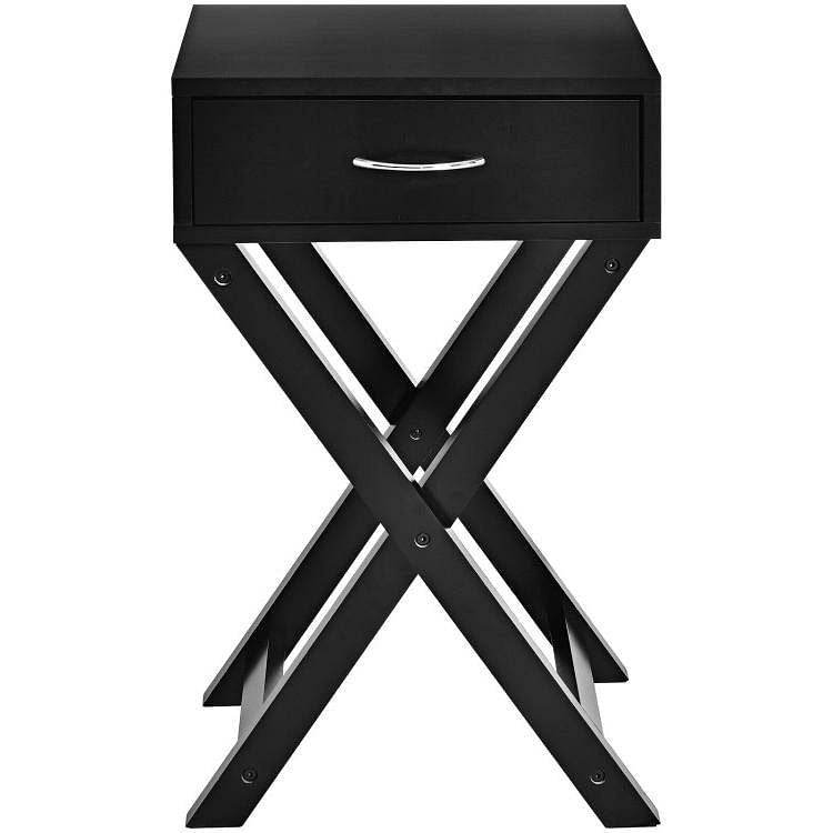 X-Shape 1 Drawer Nightstand End Side Table Storage in Black - Loft&Timber