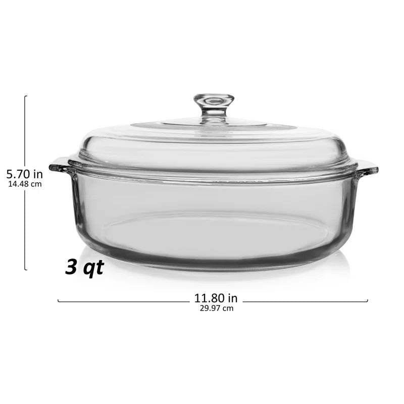 3-Quart Glass Bakeware Casserole Dish Dutch Oven with Oven-Safe Glass Lid - Loft&Timber