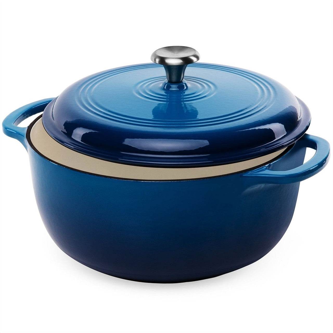 6 Quart Large Blue Enamel Cast-Iron Dutch Oven Kitchen Cookware - Loft&Timber