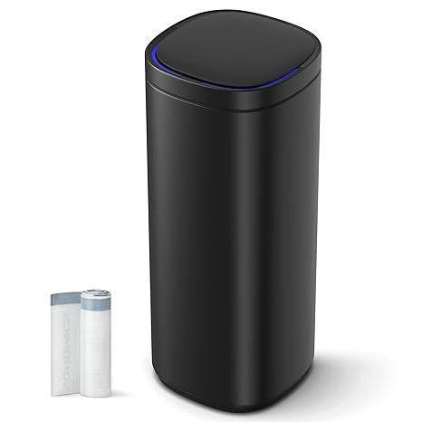 Black Motion Sensor Stainless Steel 13 gallon Trash Can with Ozone Button - Loft&Timber