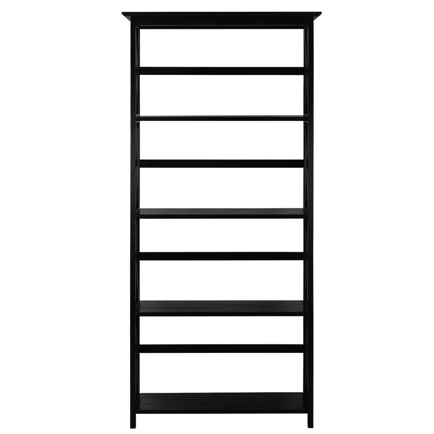 Tall 5-Tier Bookcase in Black Wood Finish - Loft&Timber