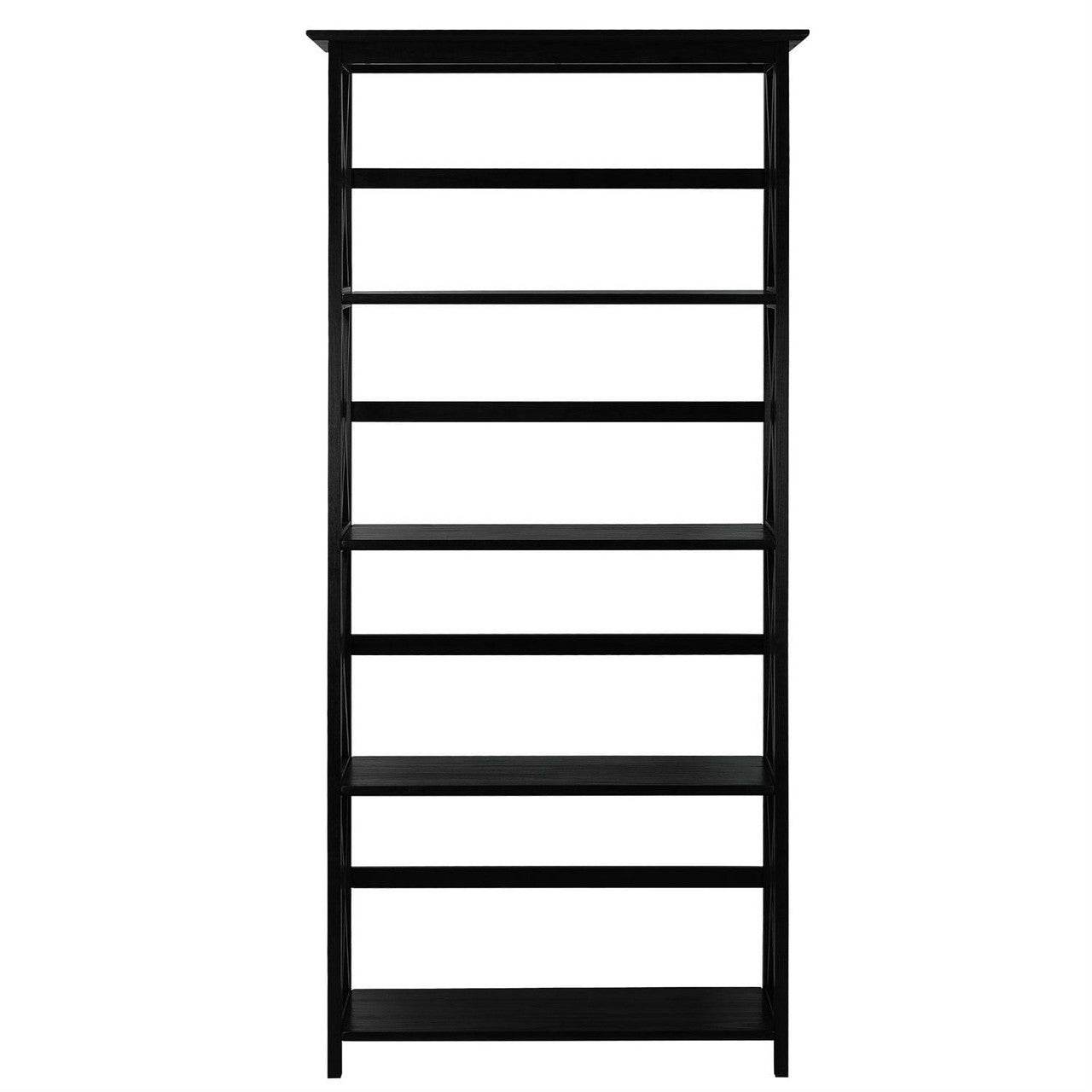 Tall 5-Tier Bookcase in Black Wood Finish - Loft&Timber