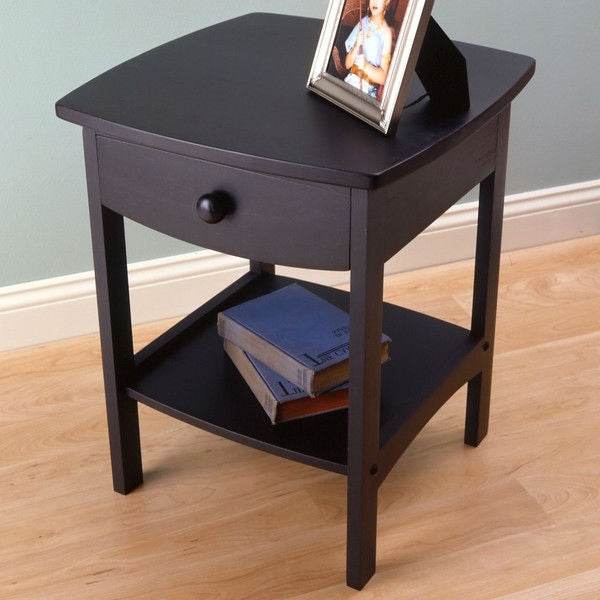 Black 1-Drawer Bedroom Nightstand Contemporary End Table - Loft&Timber