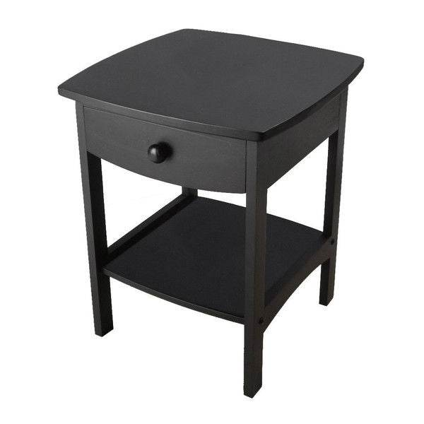 Black 1-Drawer Bedroom Nightstand Contemporary End Table - Loft&Timber