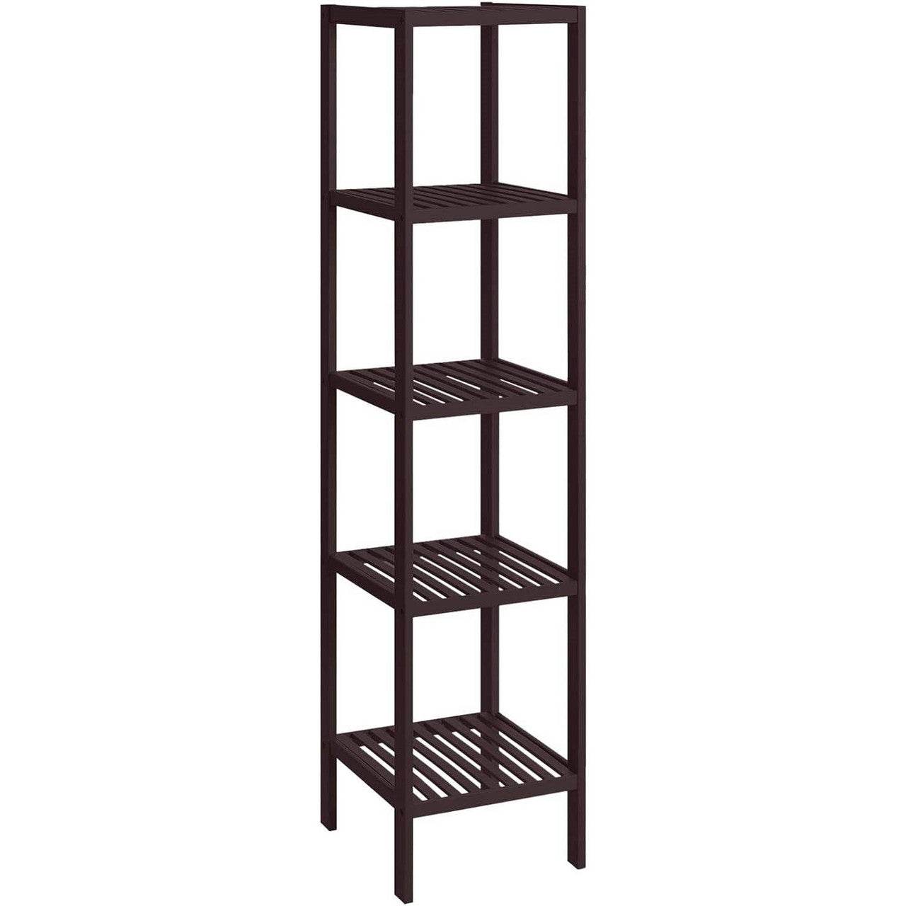 Brown Bamboo Wood 4-Shelf Versatile Storage Unit Rack Narrow Bookcase - Loft&Timber