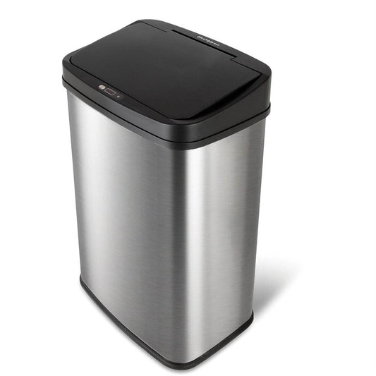 Black Top 13-Gallon Stainless Steel Kitchen Trash Can with Motion Sensor Lid - Loft&Timber