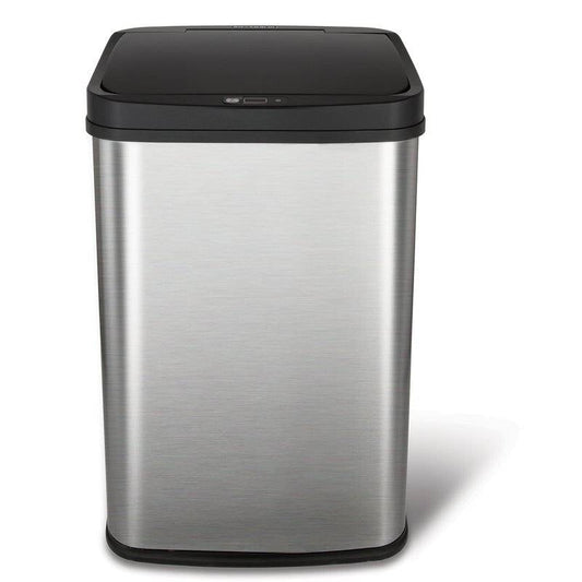 Black Top 13-Gallon Stainless Steel Kitchen Trash Can with Motion Sensor Lid-1