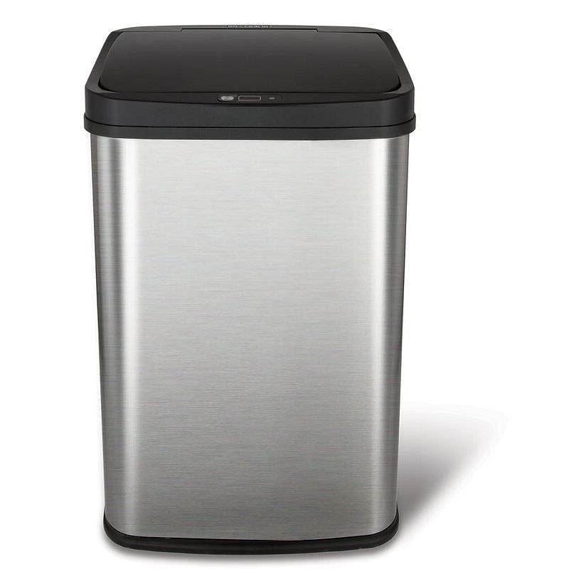 Black Top 13-Gallon Stainless Steel Kitchen Trash Can with Motion Sensor Lid - Loft&Timber