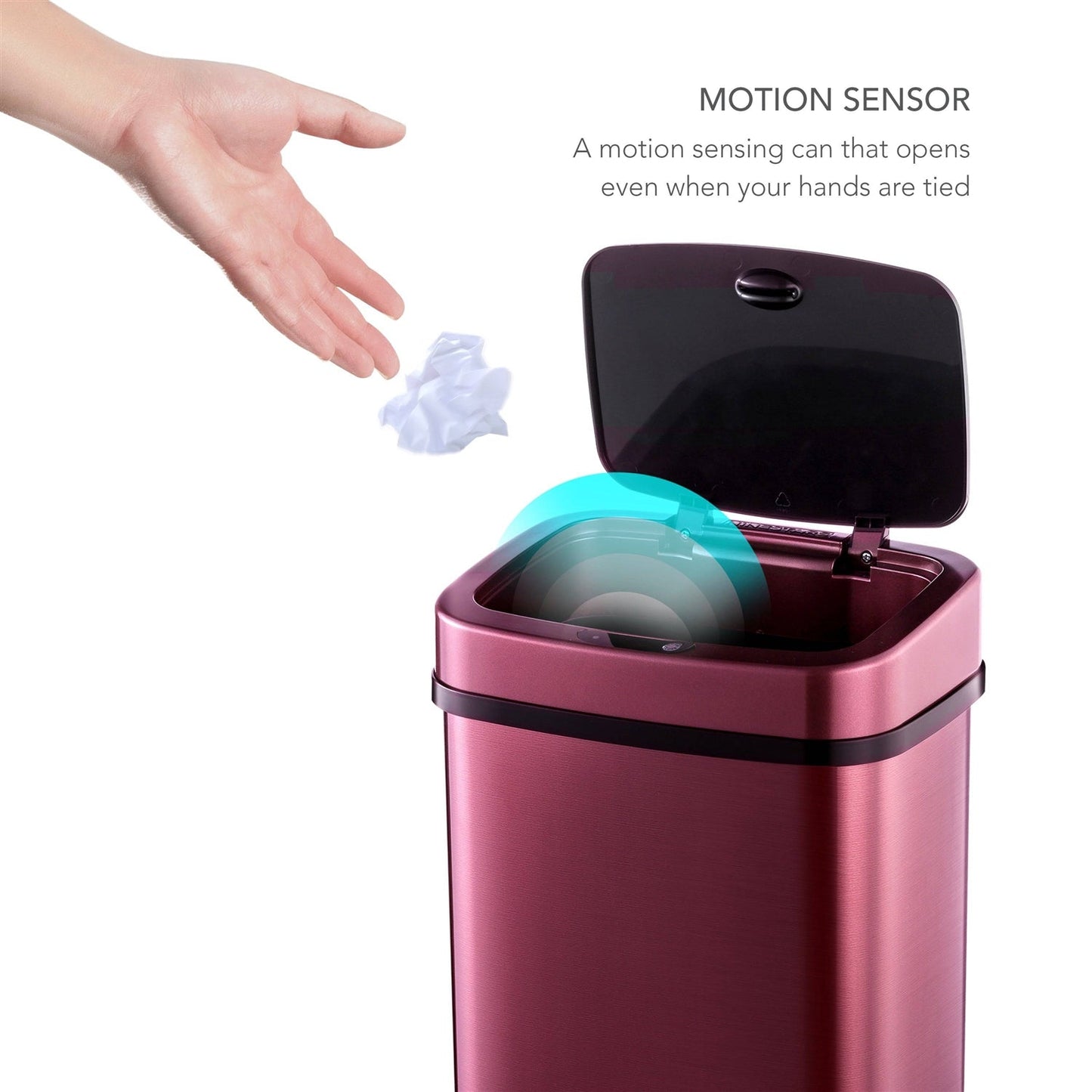 3-Gallon Motion Sensor Touchless Stainless Steel Trash Can in Burgundy Copper-3