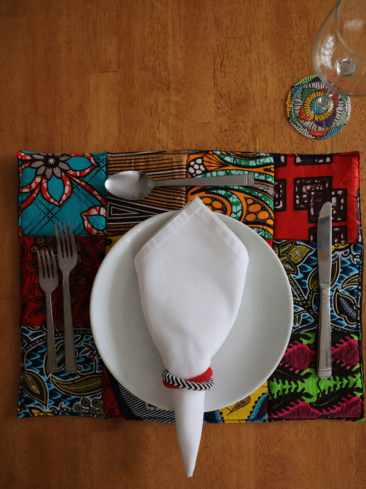 Beaded Double Interlocking Napkin Rings Various Colors, Set of 4| Handmade in Tanzania - Loft&Timber