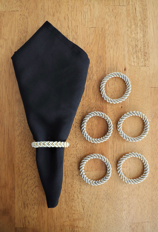 Beaded Single Napkin Rings Various Colors, Set of 4| Handmade in Tanzania - Loft&Timber