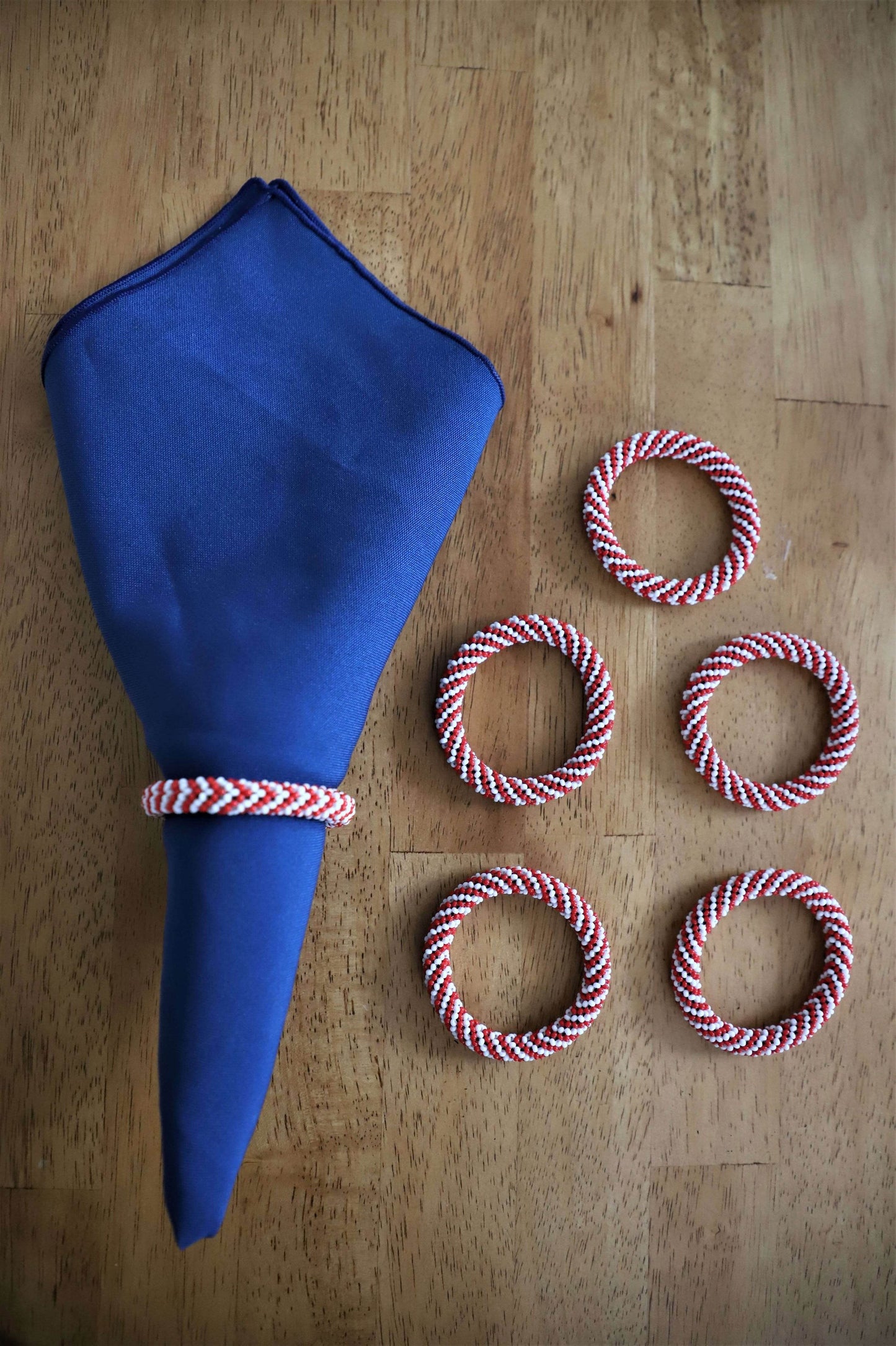 Beaded Single Napkin Rings Various Colors, Set of 4| Handmade in Tanzania - Loft&Timber