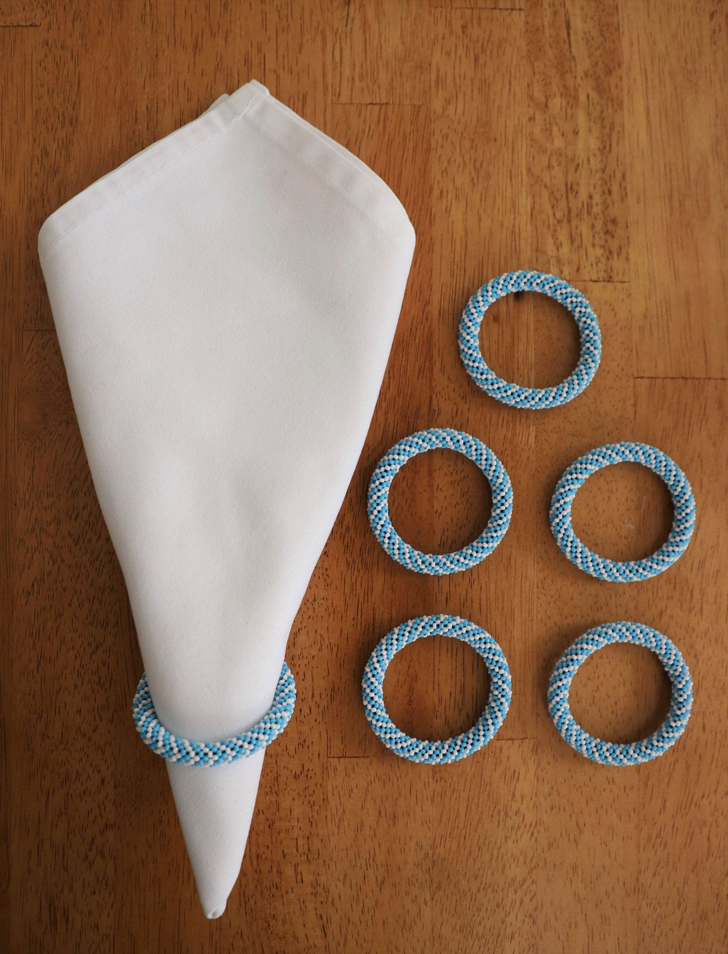 Beaded Single Napkin Rings Various Colors, Set of 4| Handmade in Tanzania - Loft&Timber