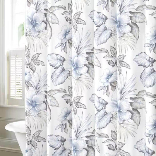 72-inch Tropical Botanical Floral Shower Curtain in 100-Percent Cotton Fabric - Loft&Timber
