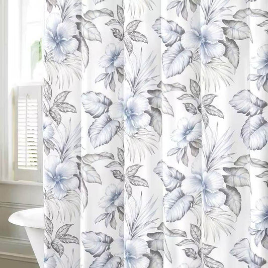 72-inch Tropical Botanical Floral Shower Curtain in 100-Percent Cotton Fabric - Loft&Timber