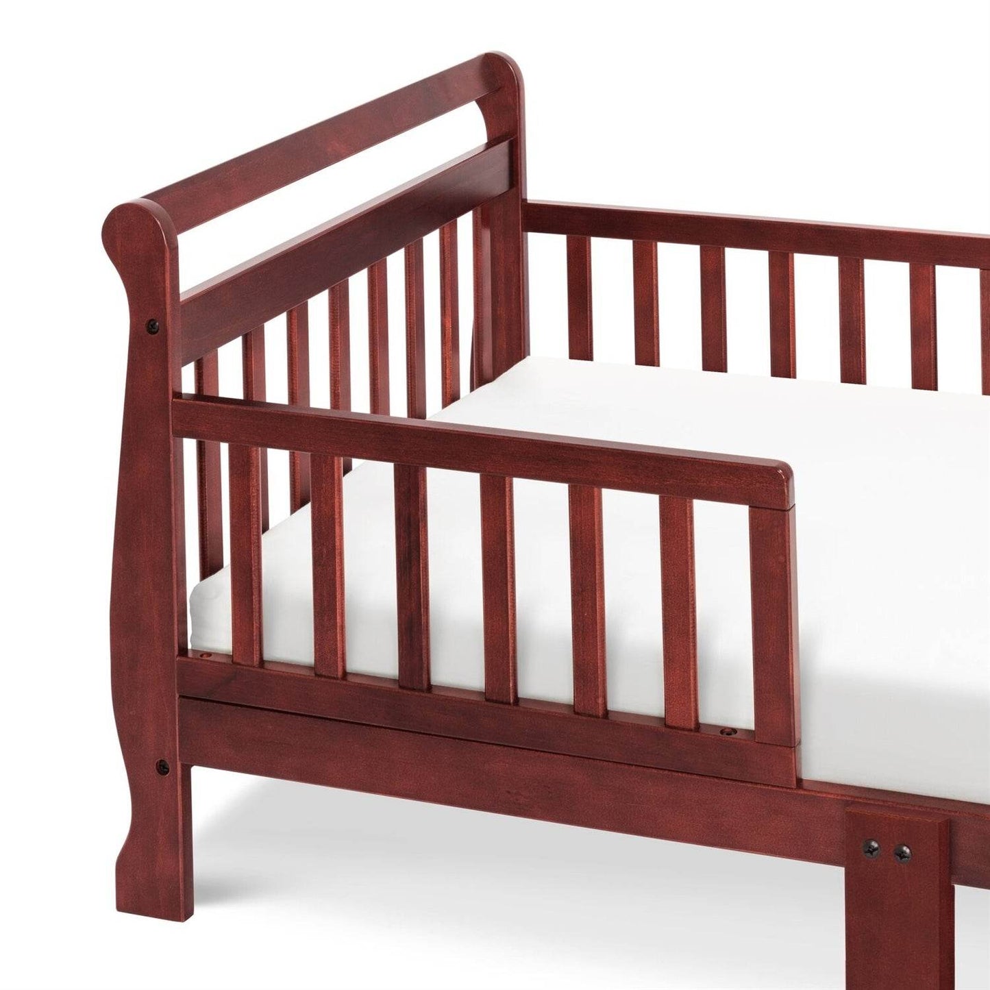 Cherry Modern Slatted Guard Rails Toddler Sleigh Bed - Loft&Timber