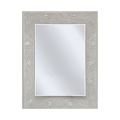 Rectangle Bathroom Vanity Mirror with Mosaic Crystal Floral Motif Border-0