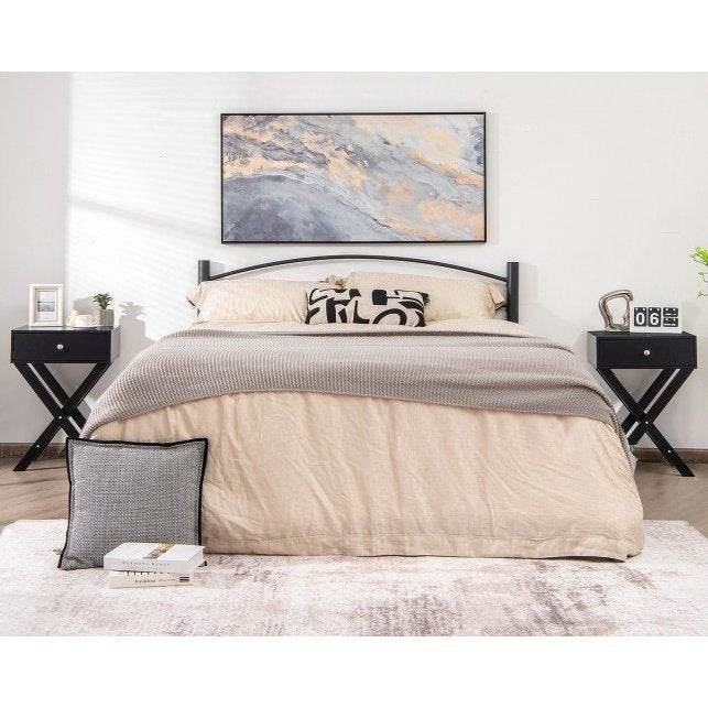 Retro Black X-Shape 1 Drawer Nightstand Coffee Table - Loft&Timber