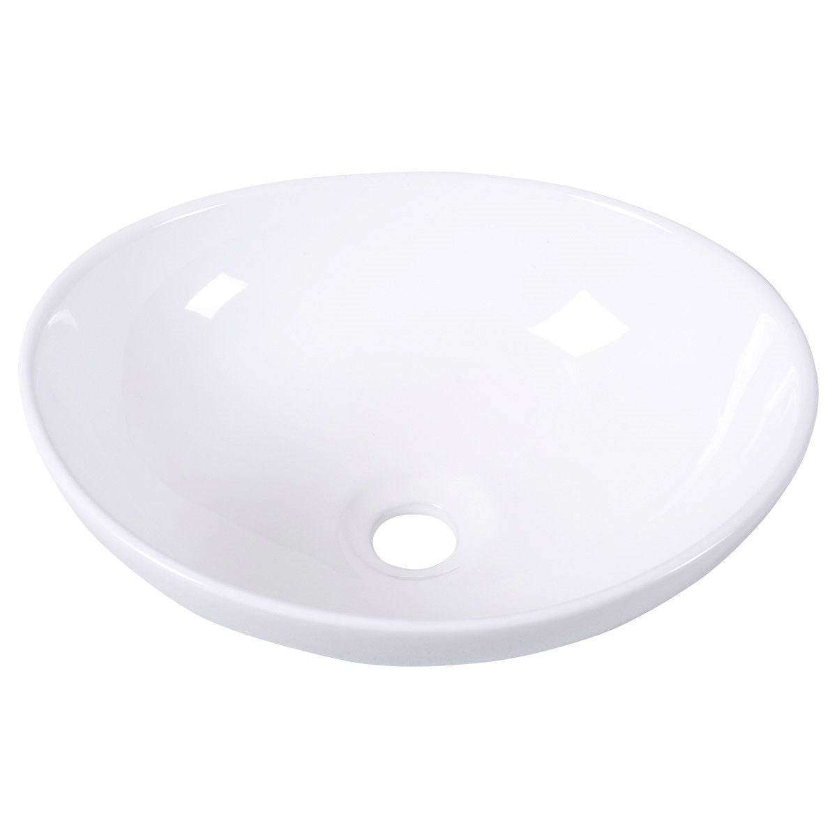 Contemporary Oval Basin Round Vessel Bathroom Sink in White - Loft&Timber