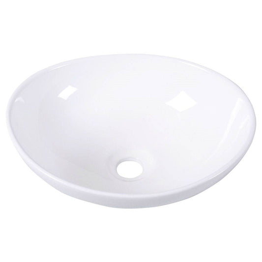 Contemporary Oval Basin Round Vessel Bathroom Sink in White - Loft&Timber
