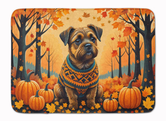 Border Terrier Fall Memory Foam Kitchen Mat - Loft&Timber