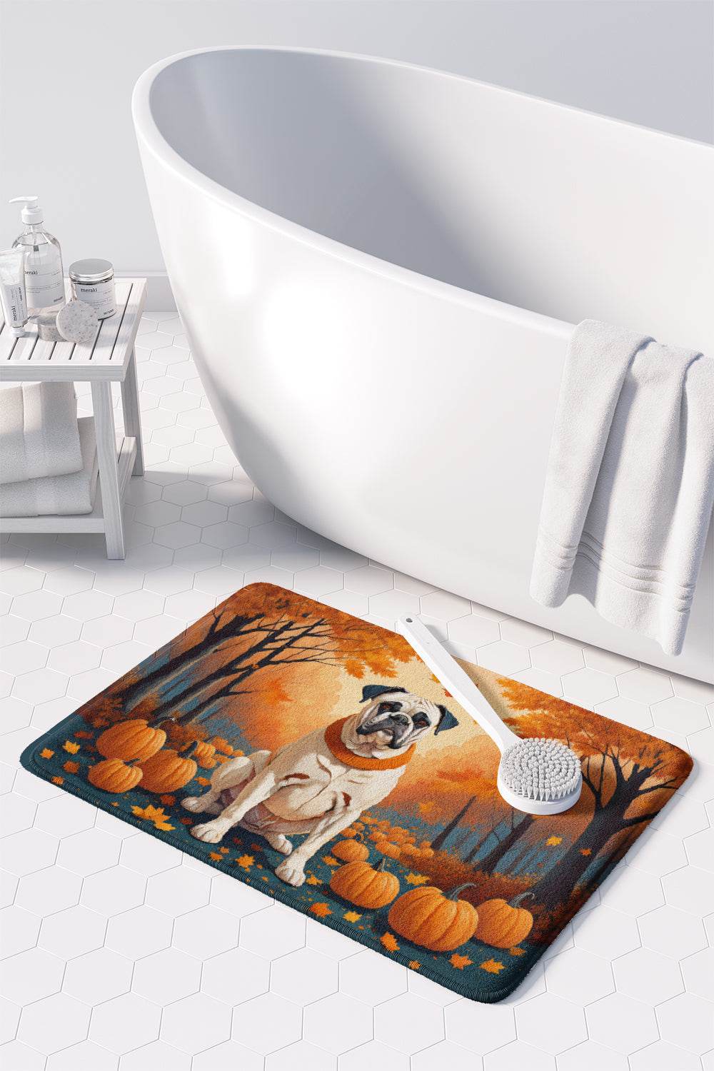 White Boxer Fall Memory Foam Kitchen Mat - Loft&Timber