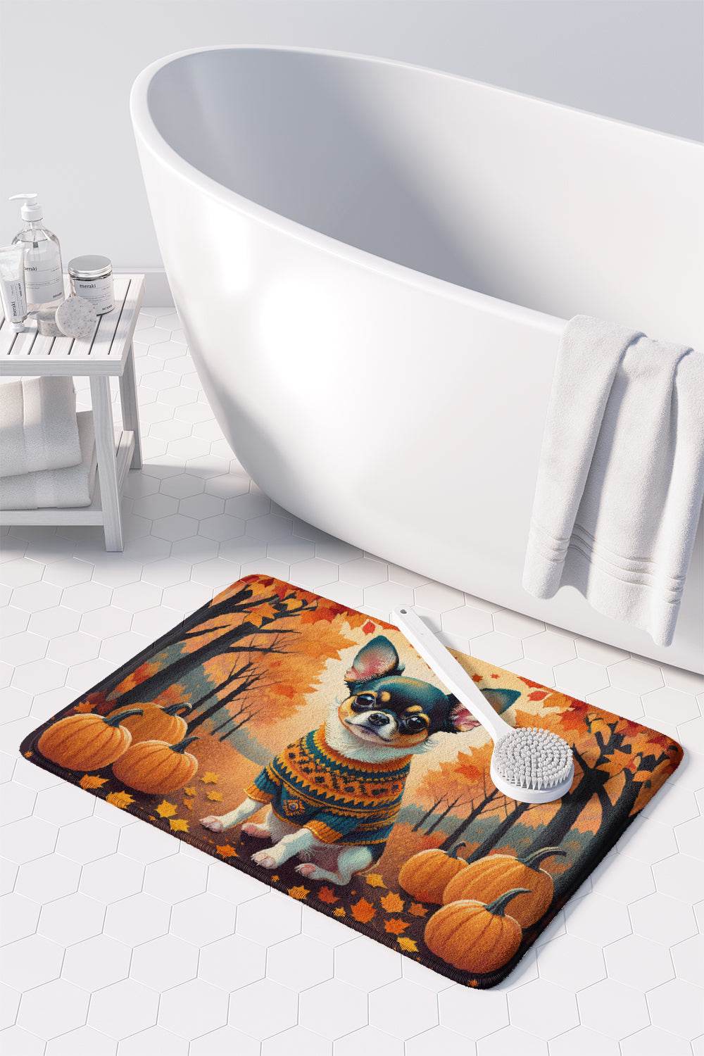Tricolor Chihuahua Fall Memory Foam Kitchen Mat - Loft&Timber