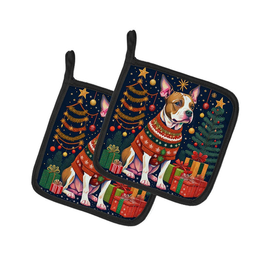 Pit Bull Terrier Christmas Pair of Pot Holders - Loft&Timber