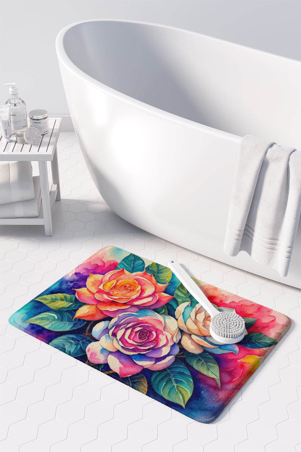 Gardenias in Color Memory Foam Kitchen Mat - Loft&Timber