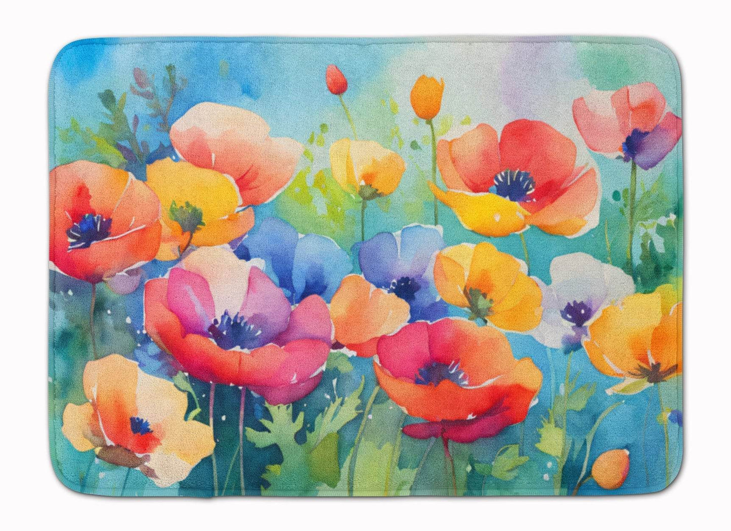 Anemones in Watercolor Memory Foam Kitchen Mat - Loft&Timber