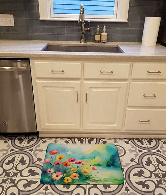 Anemones in Watercolor Memory Foam Kitchen Mat - Loft&Timber