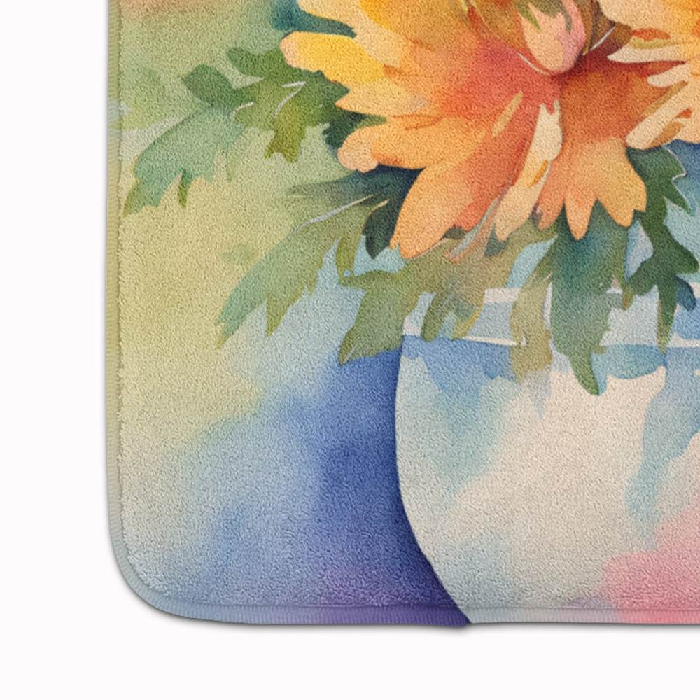 Chrysanthemums in Watercolor Memory Foam Kitchen Mat - Loft&Timber