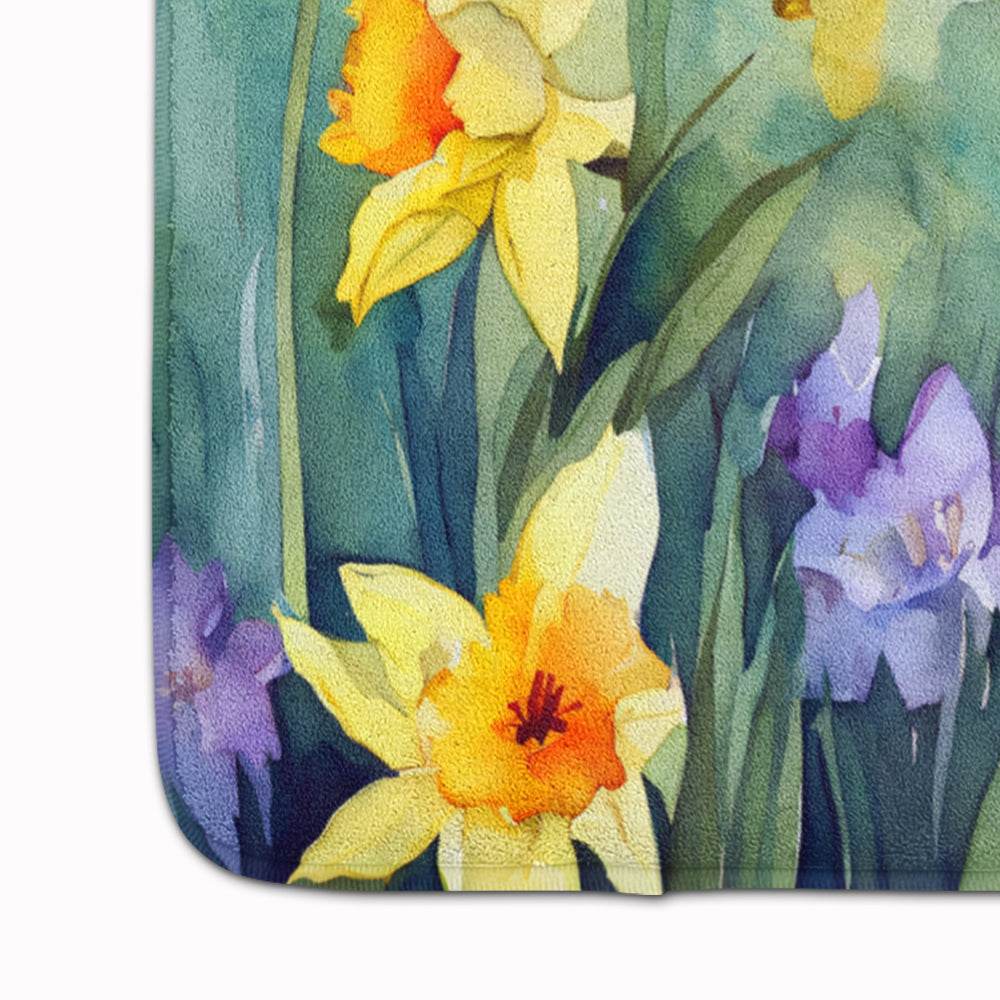 Daffodils in Watercolor Memory Foam Kitchen Mat - Loft&Timber