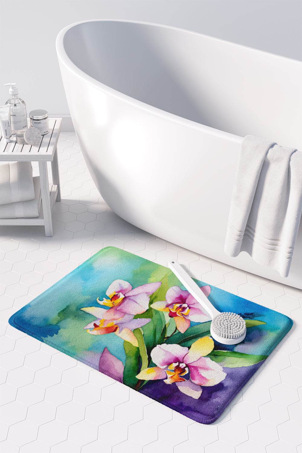 Orchids in Watercolor Memory Foam Kitchen Mat - Loft&Timber