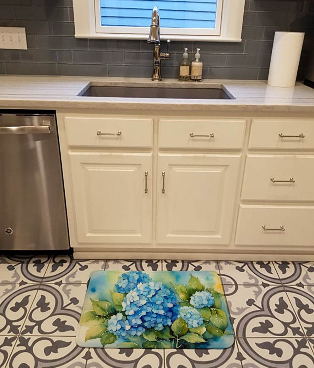 Hydrangeas in Watercolor Memory Foam Kitchen Mat - Loft&Timber