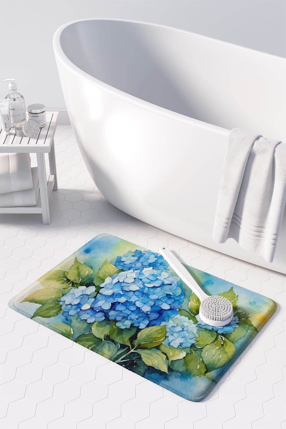 Hydrangeas in Watercolor Memory Foam Kitchen Mat - Loft&Timber