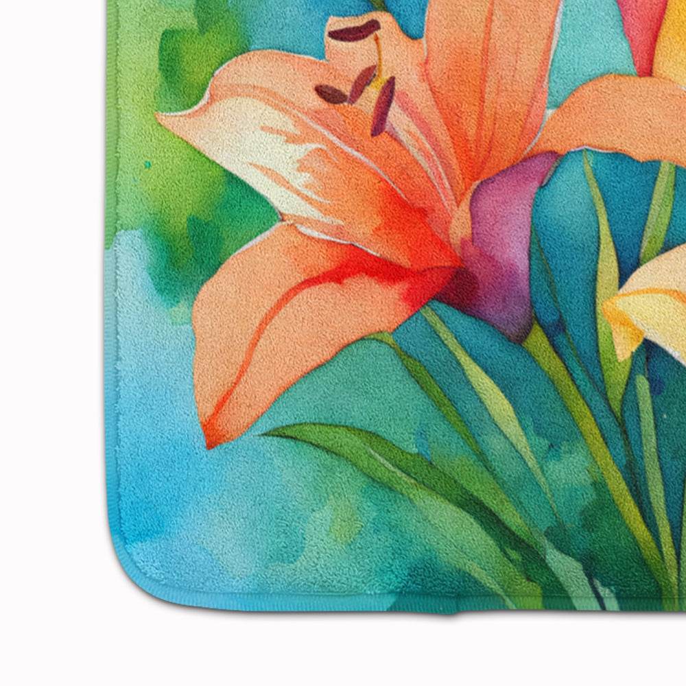 Lilies in Watercolor Memory Foam Kitchen Mat - Loft&Timber