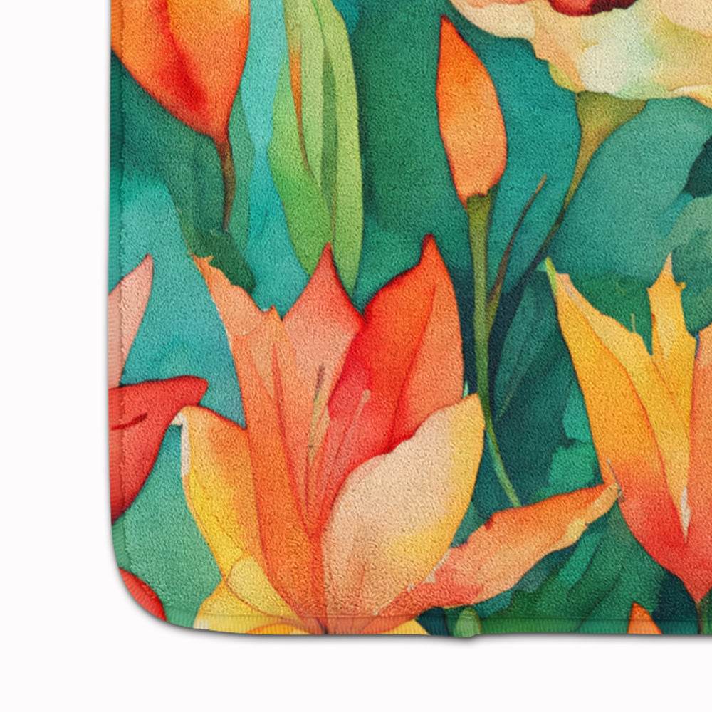 Lilies in Watercolor Memory Foam Kitchen Mat - Loft&Timber
