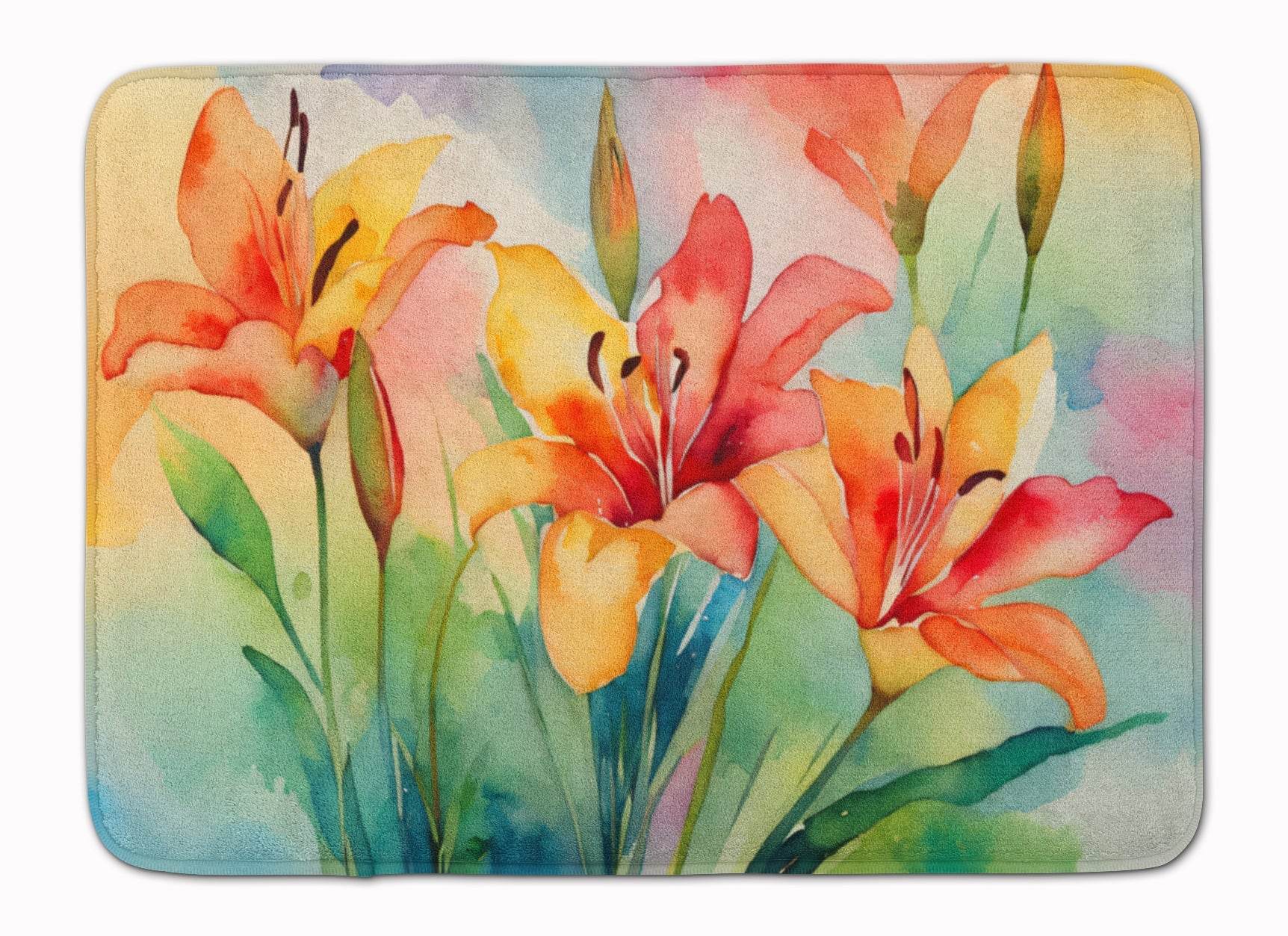 Lilies in Watercolor Memory Foam Kitchen Mat - Loft&Timber