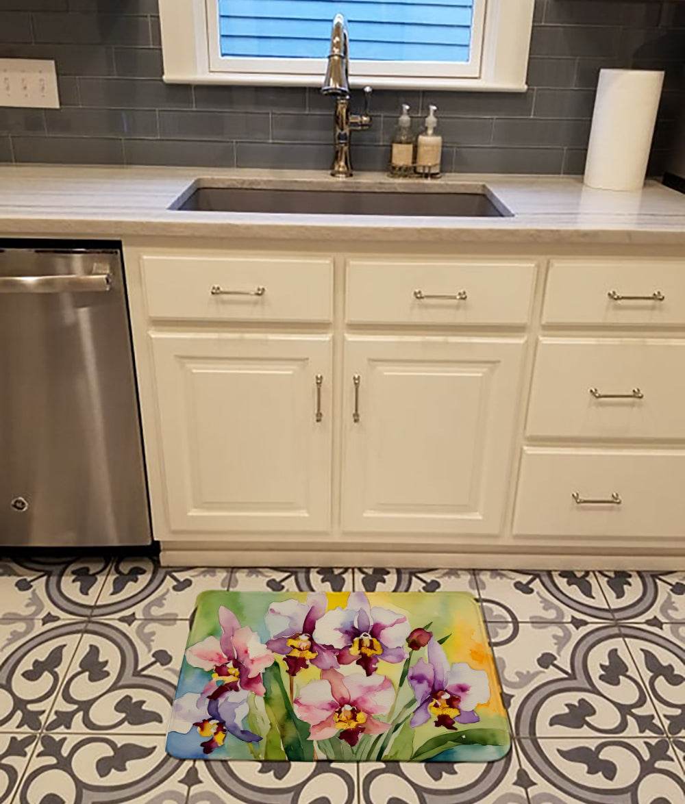 Orchids in Watercolor Memory Foam Kitchen Mat - Loft&Timber