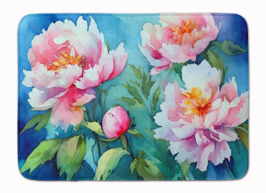 Peonies in Watercolor Memory Foam Kitchen Mat - Loft&Timber