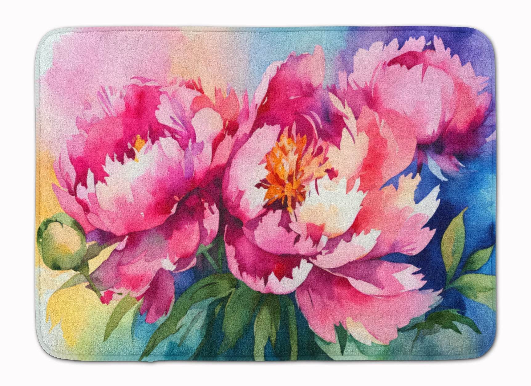 Peonies in Watercolor Memory Foam Kitchen Mat - Loft&Timber