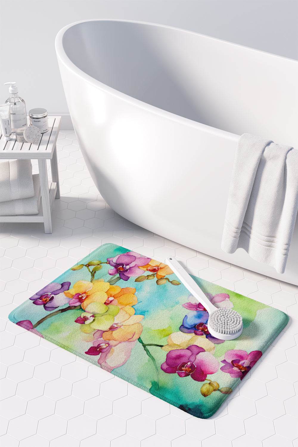 Orchids in Watercolor Memory Foam Kitchen Mat - Loft&Timber