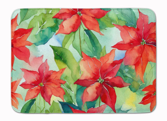 Poinsettias in Watercolor Memory Foam Kitchen Mat - Loft&Timber