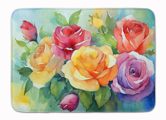 Roses in Watercolor Memory Foam Kitchen Mat - Loft&Timber