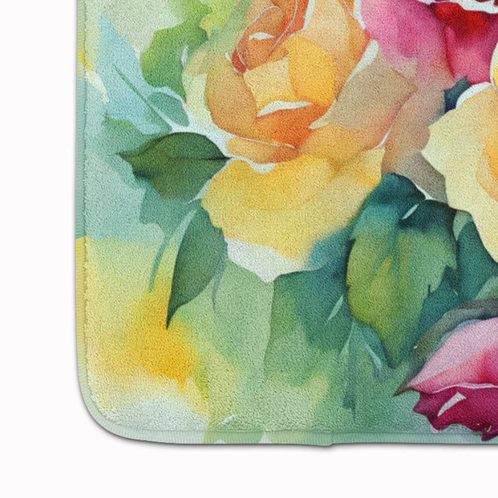 Roses in Watercolor Memory Foam Kitchen Mat - Loft&Timber