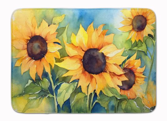 Sunflowers in Watercolor Memory Foam Kitchen Mat - Loft&Timber