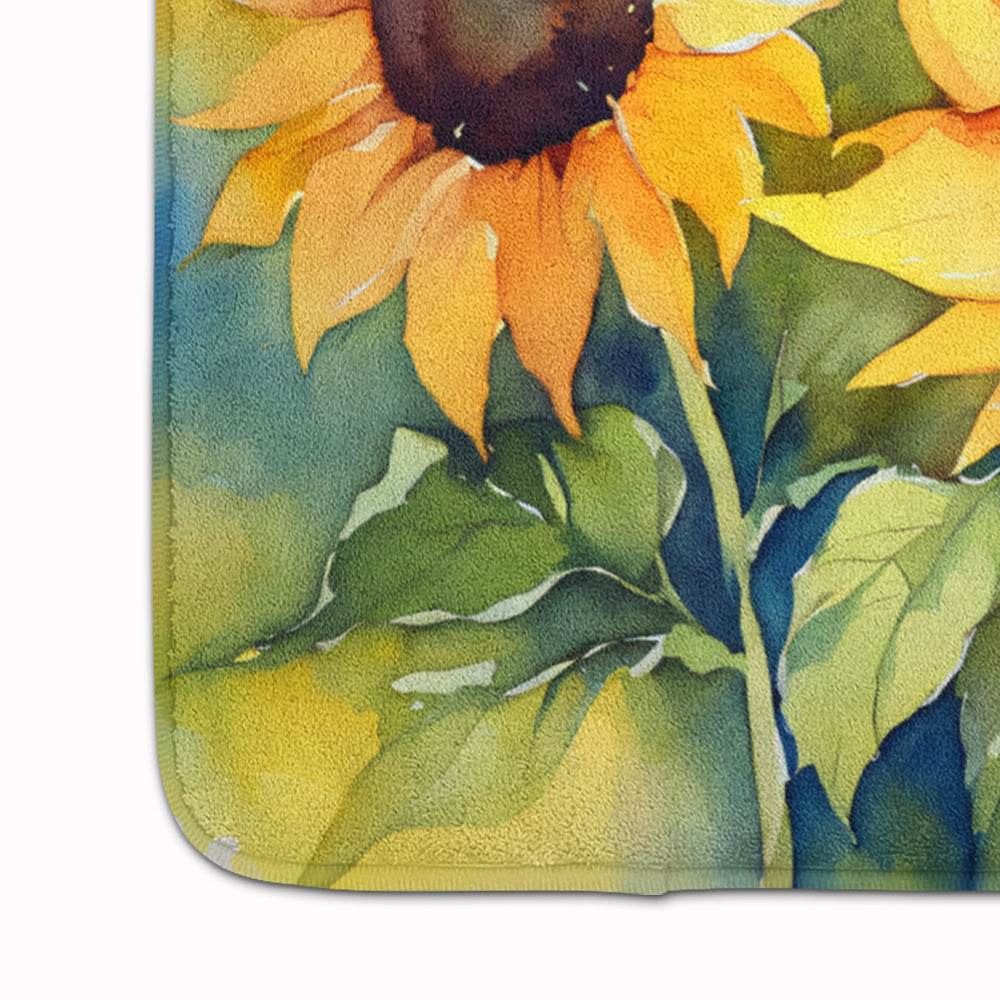 Sunflowers in Watercolor Memory Foam Kitchen Mat - Loft&Timber