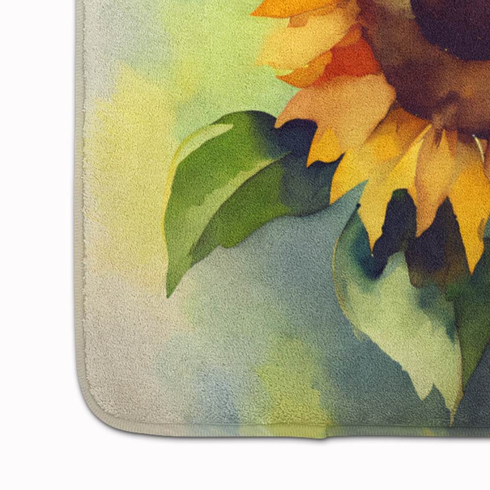 Sunflowers in Watercolor Memory Foam Kitchen Mat - Loft&Timber